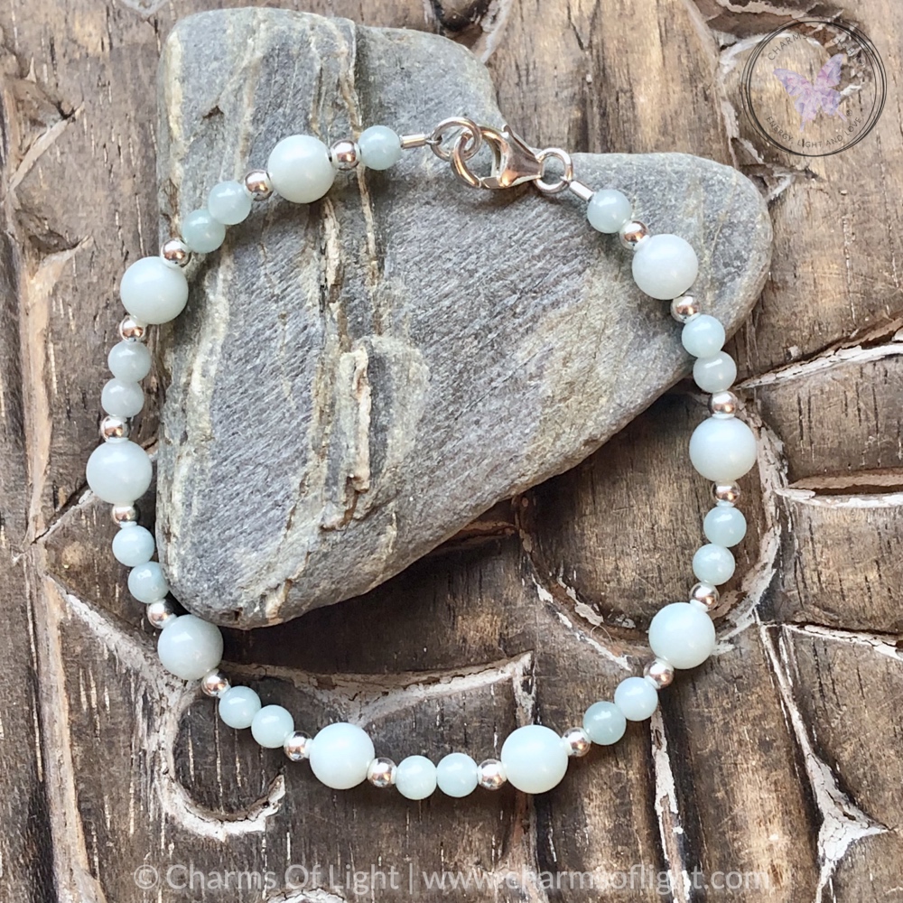 Amazonite & Silver Bead Bracelet