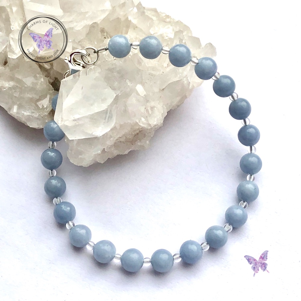 Angelite & Crystal Quartz Healing Bracelet