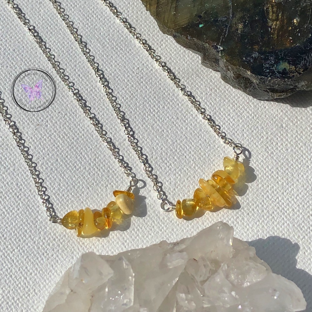 Baltic Amber Chip Healing Bar Necklace