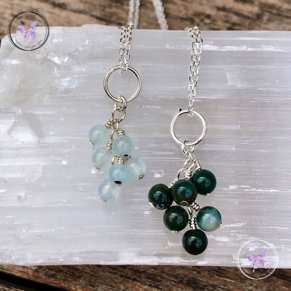 Bloodstone Cluster March Birthstone Necklace