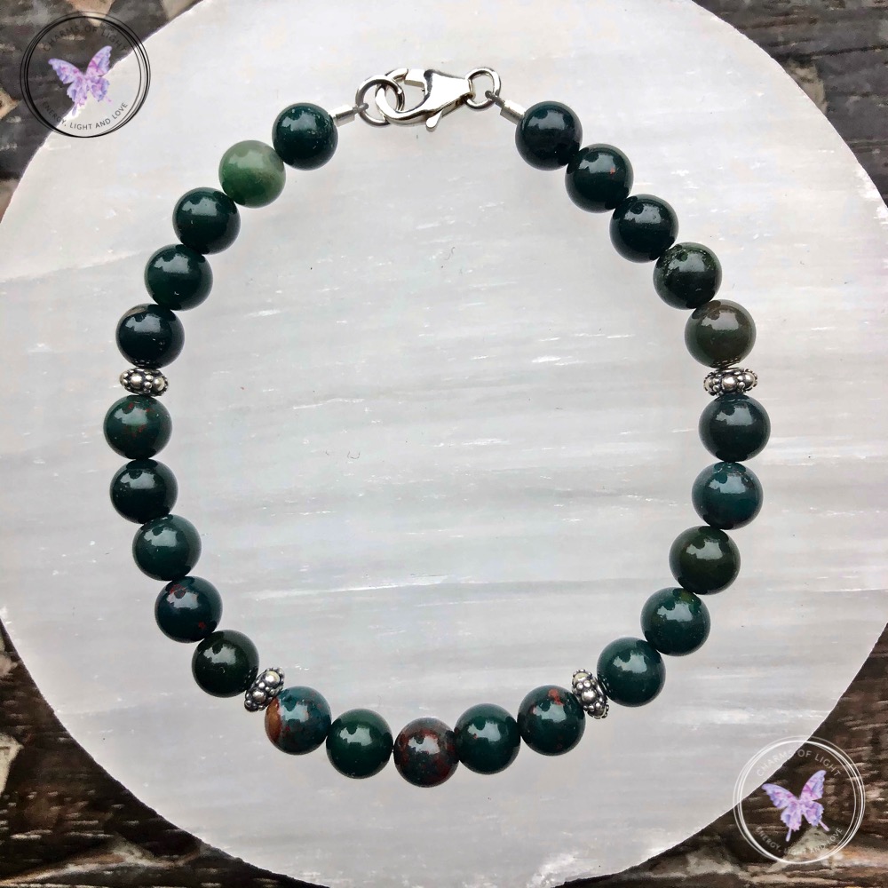 Bloodstone Bracelet With Sterling Silver