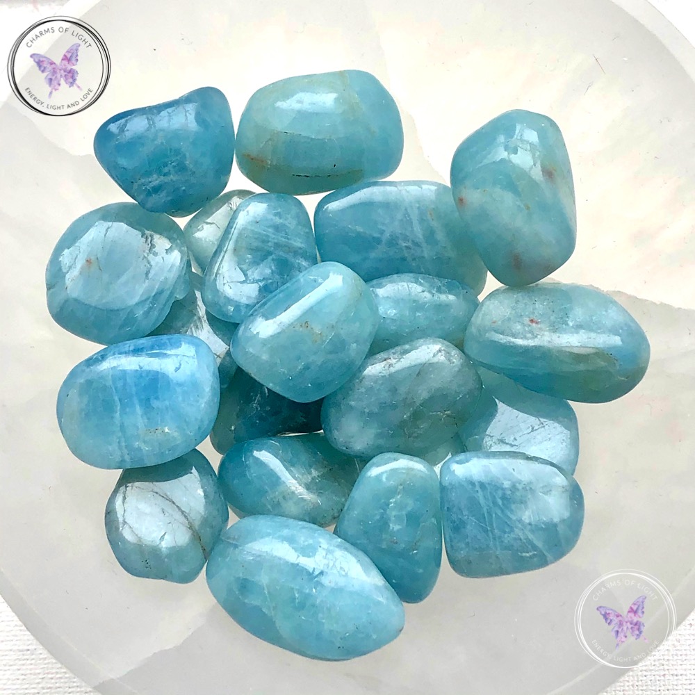 Blue Aquamarine Tumble Stone = large