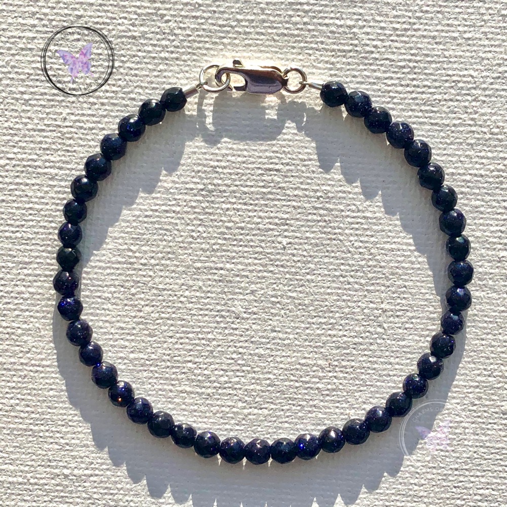 Blue Goldstone Faceted Beaded Bracelet