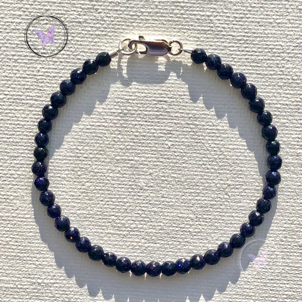 Blue Goldstone Faceted Beaded Bracelet