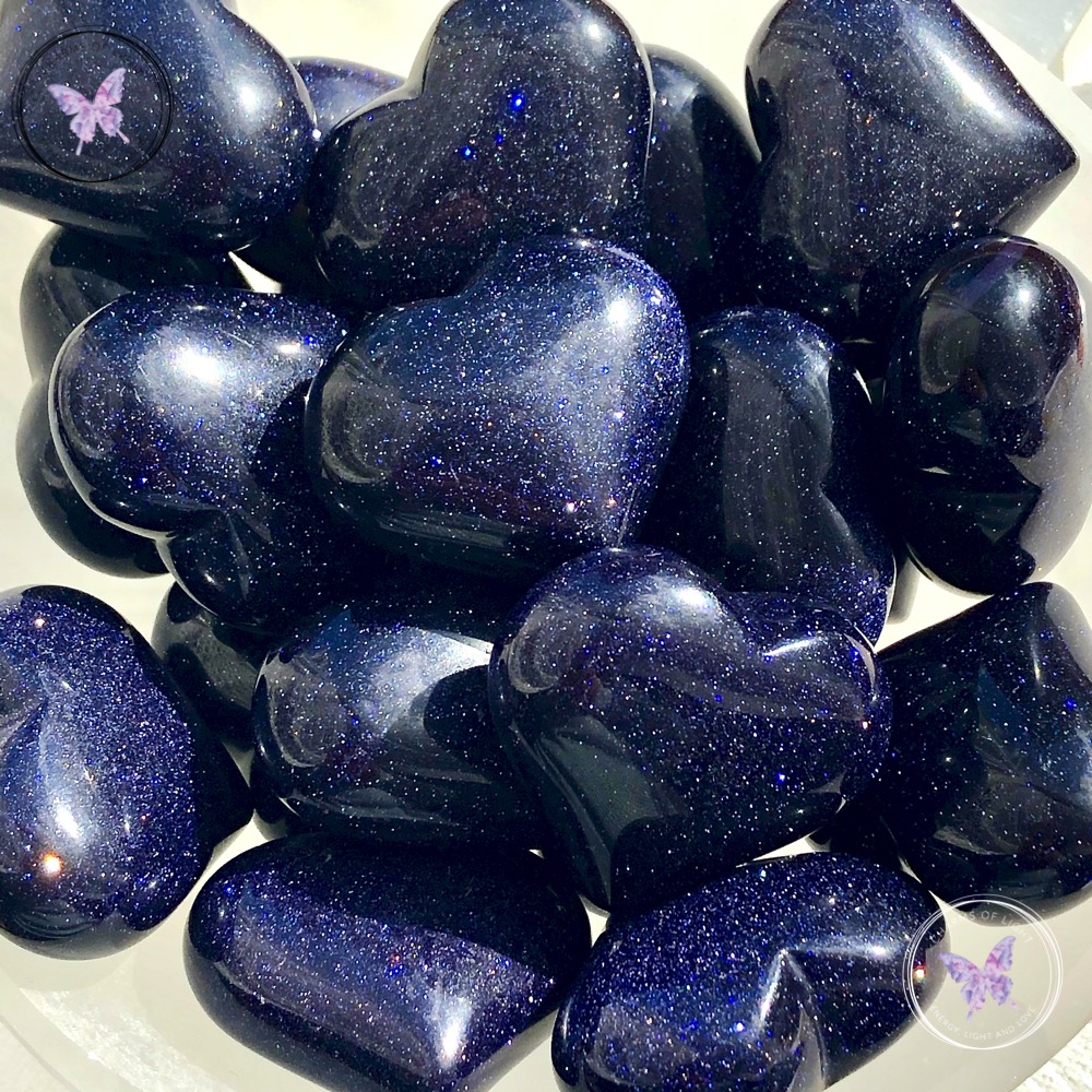 Blue Goldstone Heart 40mm