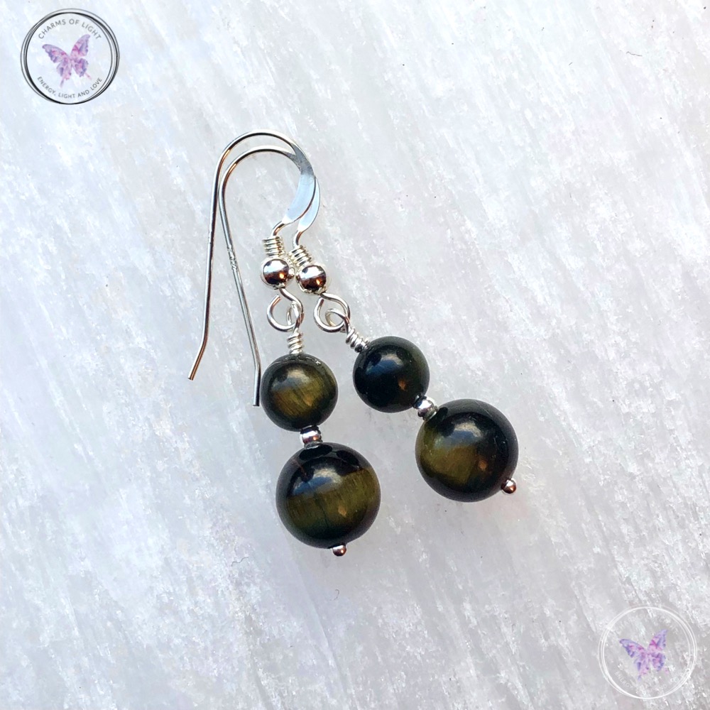 Blue tiger sales eye earrings