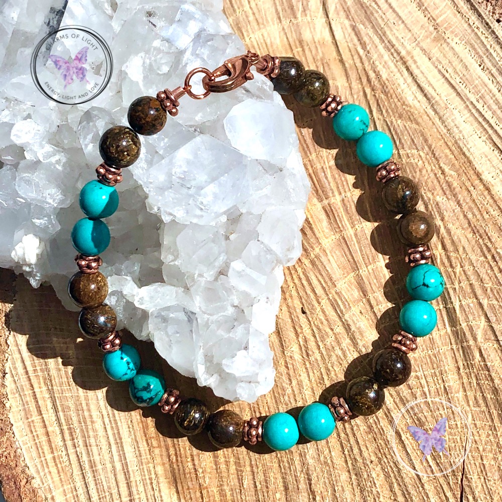 Bronzite & Turquoise Copper Bracelet