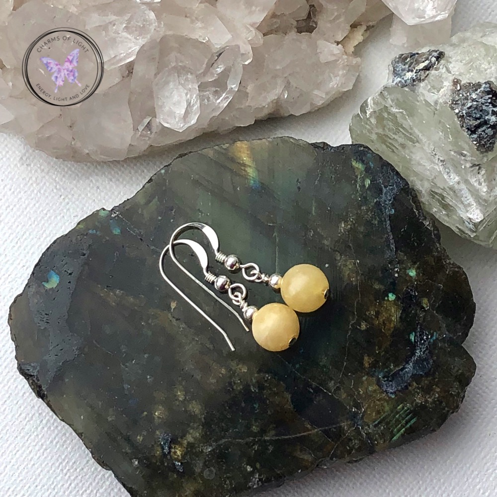 Yellow Calcite Silver Earrings