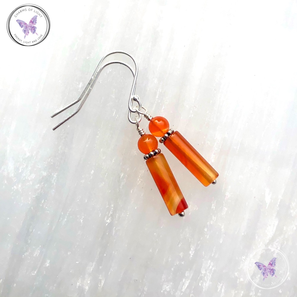 Carnelian Tube Earrings