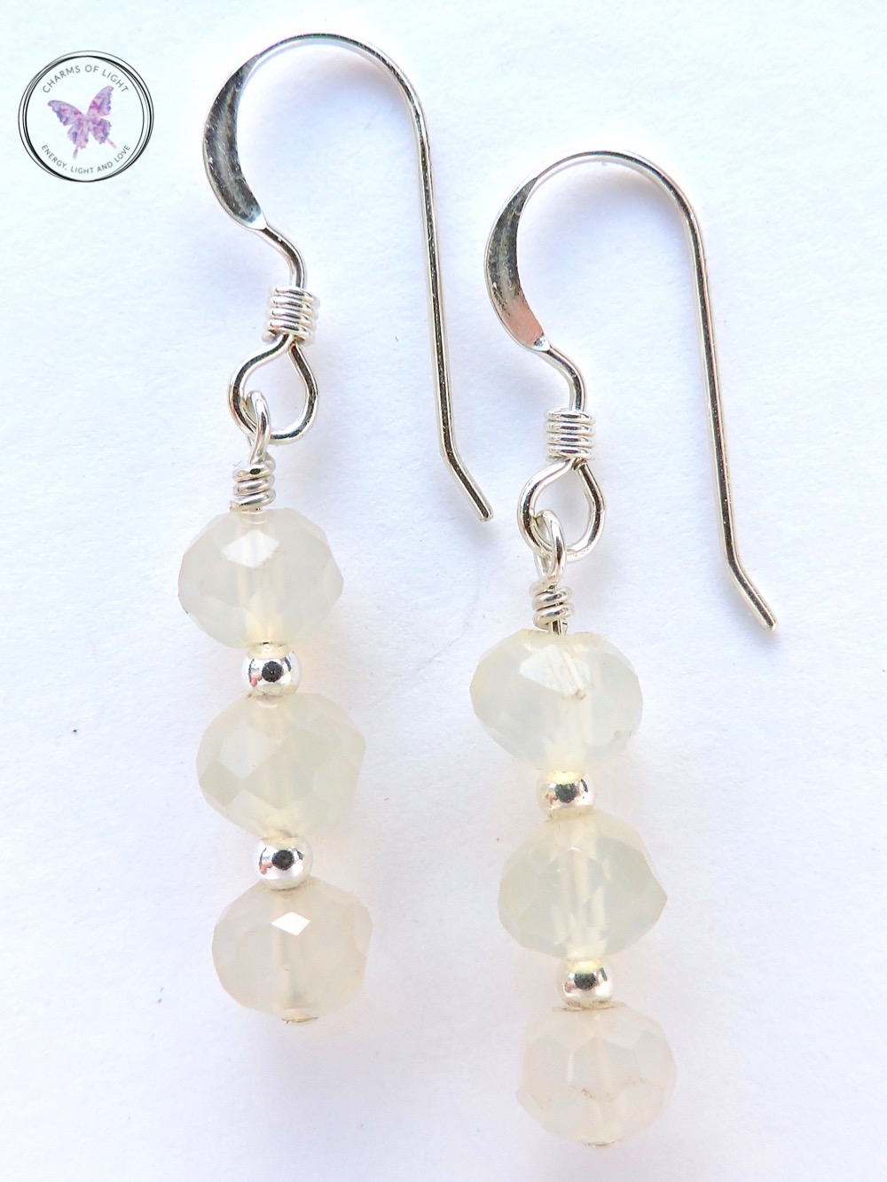 Pale Blue Faceted Chalcedony Earrings