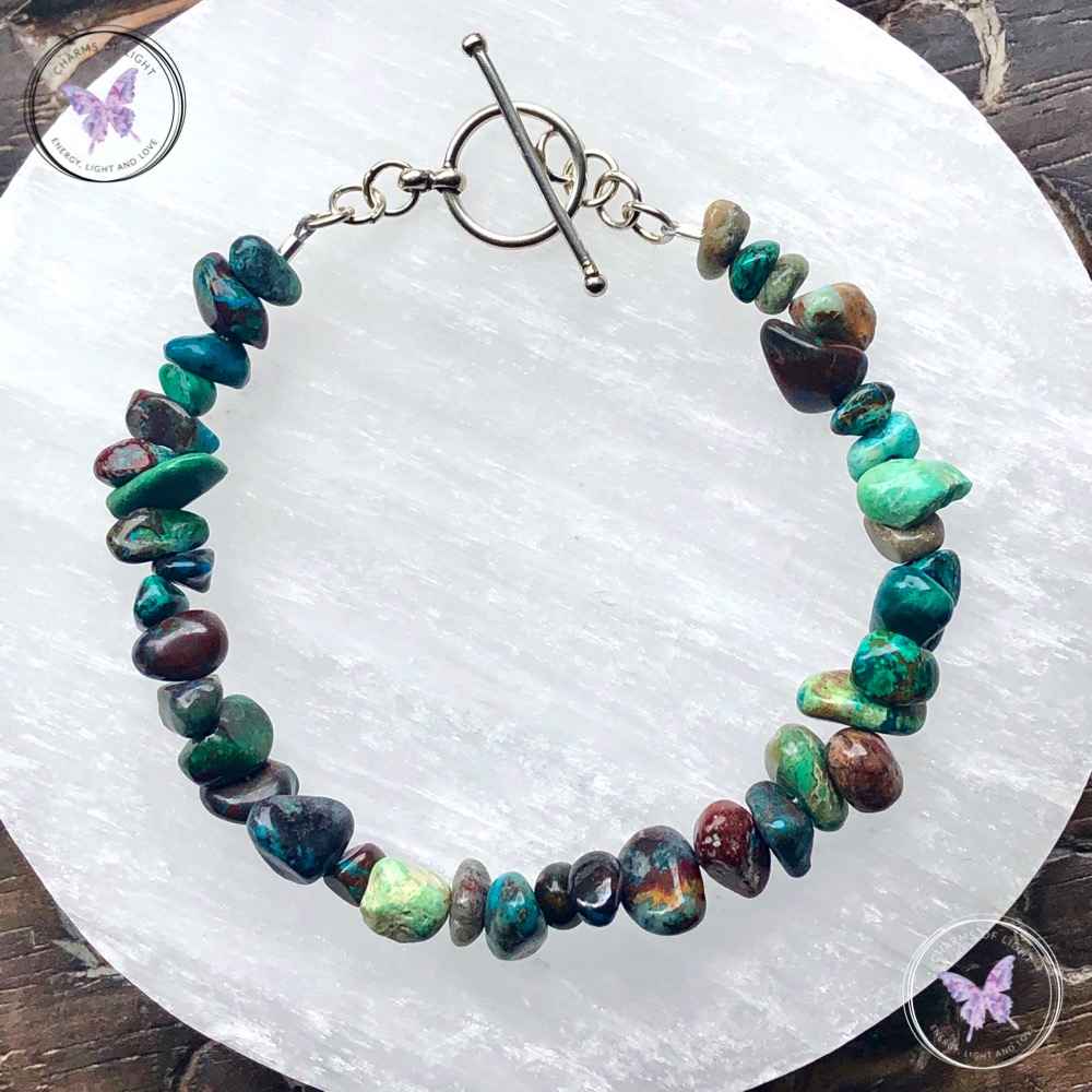 Chrysocolla Chip Bracelet With Silver Toggle Clasp