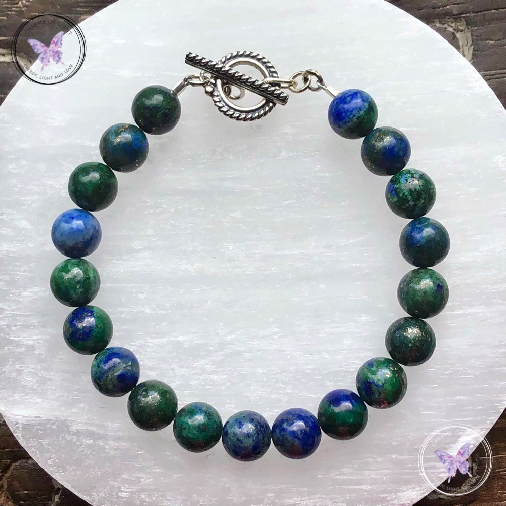 Chrysocolla Healing Bracelet with Silver Toggle Clasp