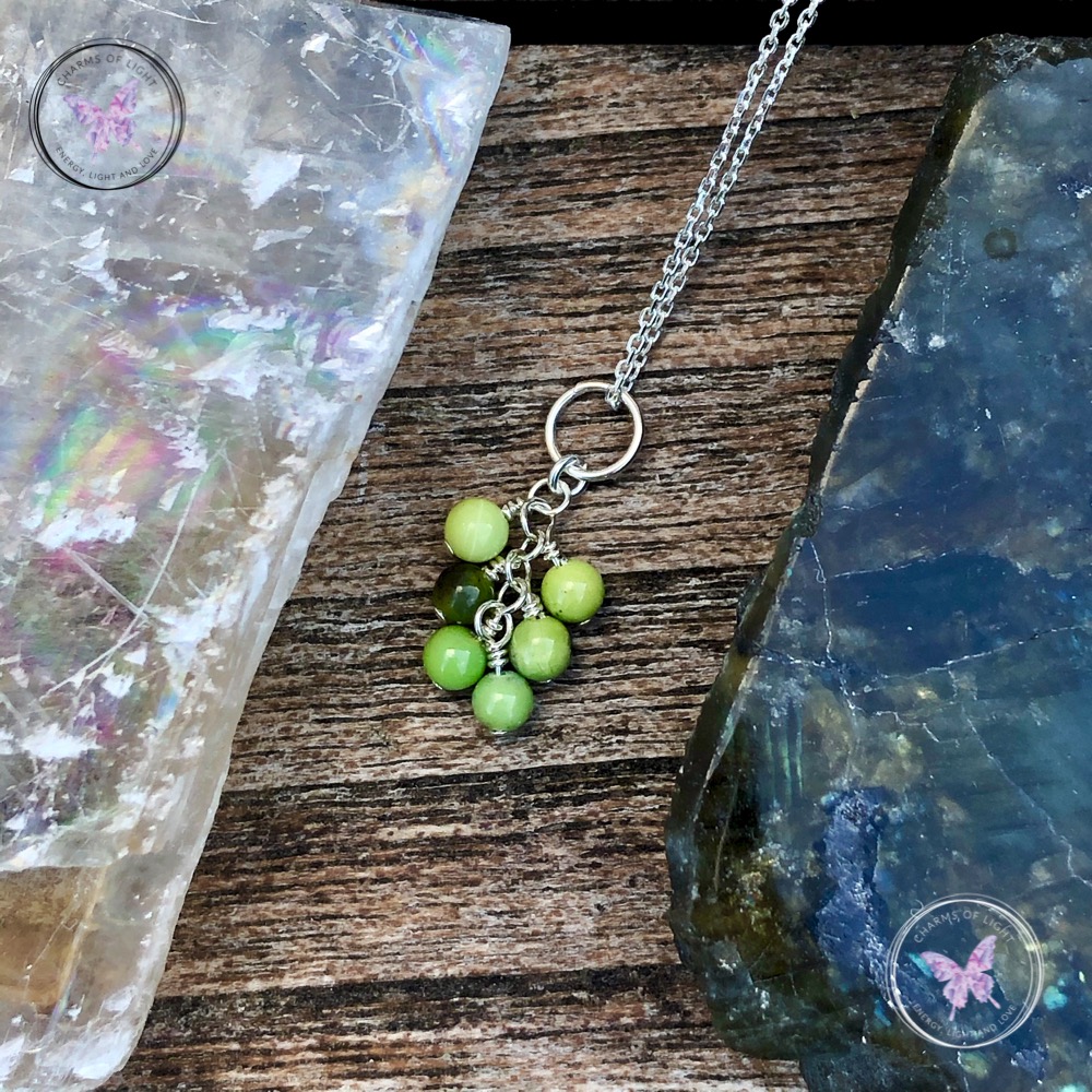 Chrysoprase Cluster May Birthstone Necklace