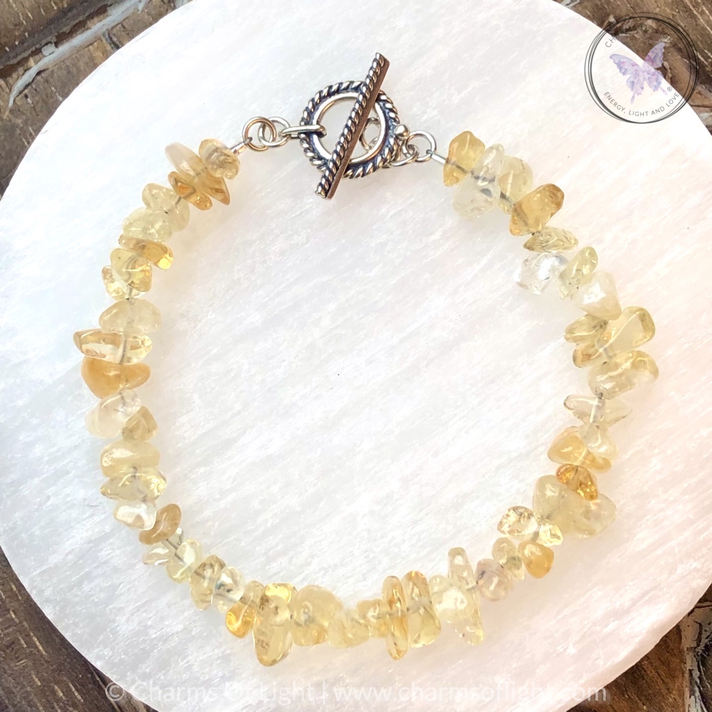 Citrine Chip Bracelet With Silver Toggle Clasp