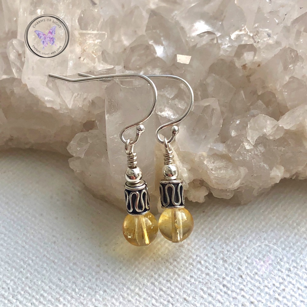 Citrine Silver Bead Earrings