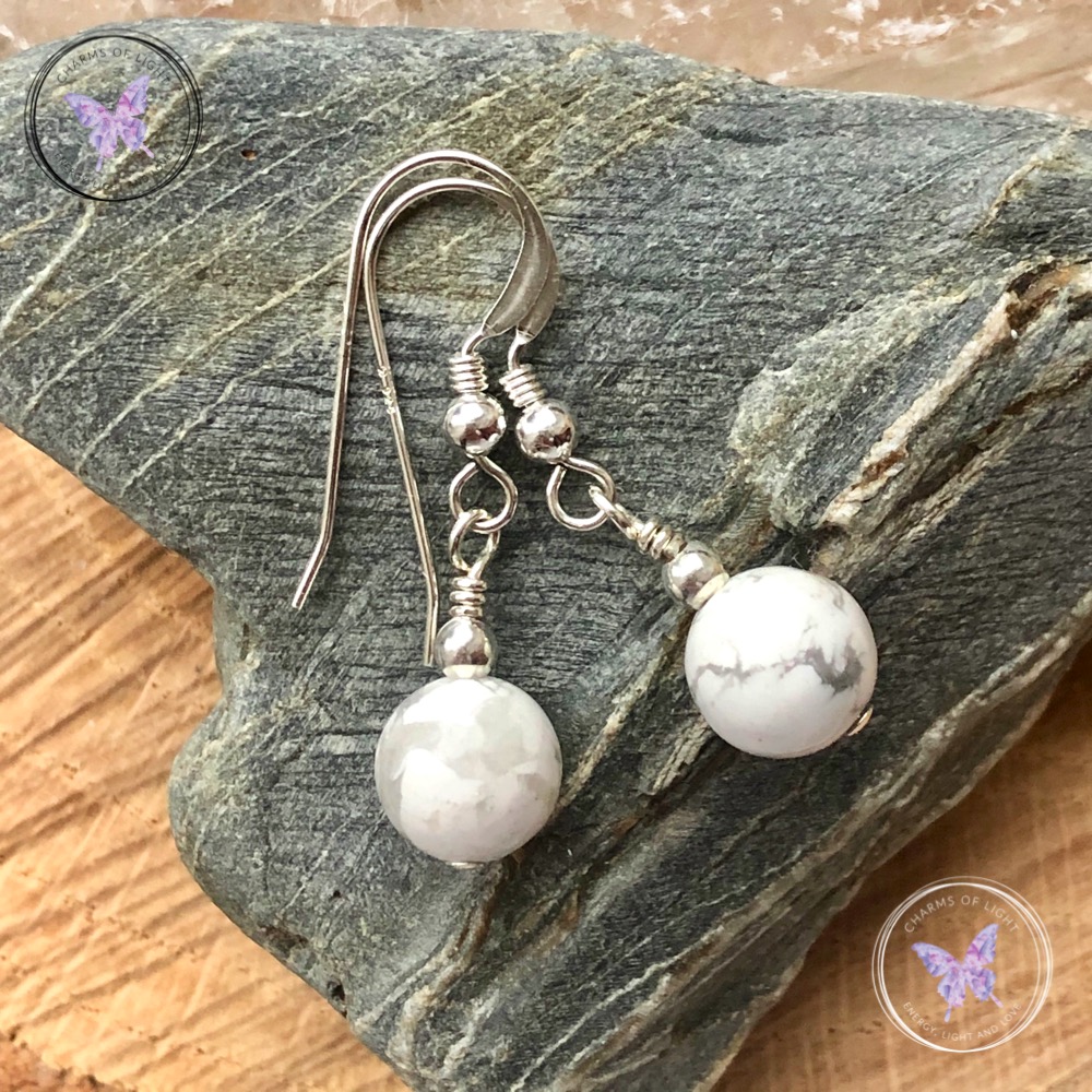 Classical Howlite Silver Earrings