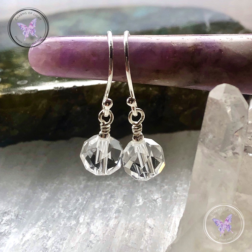 Clear Quartz Facet Earrings