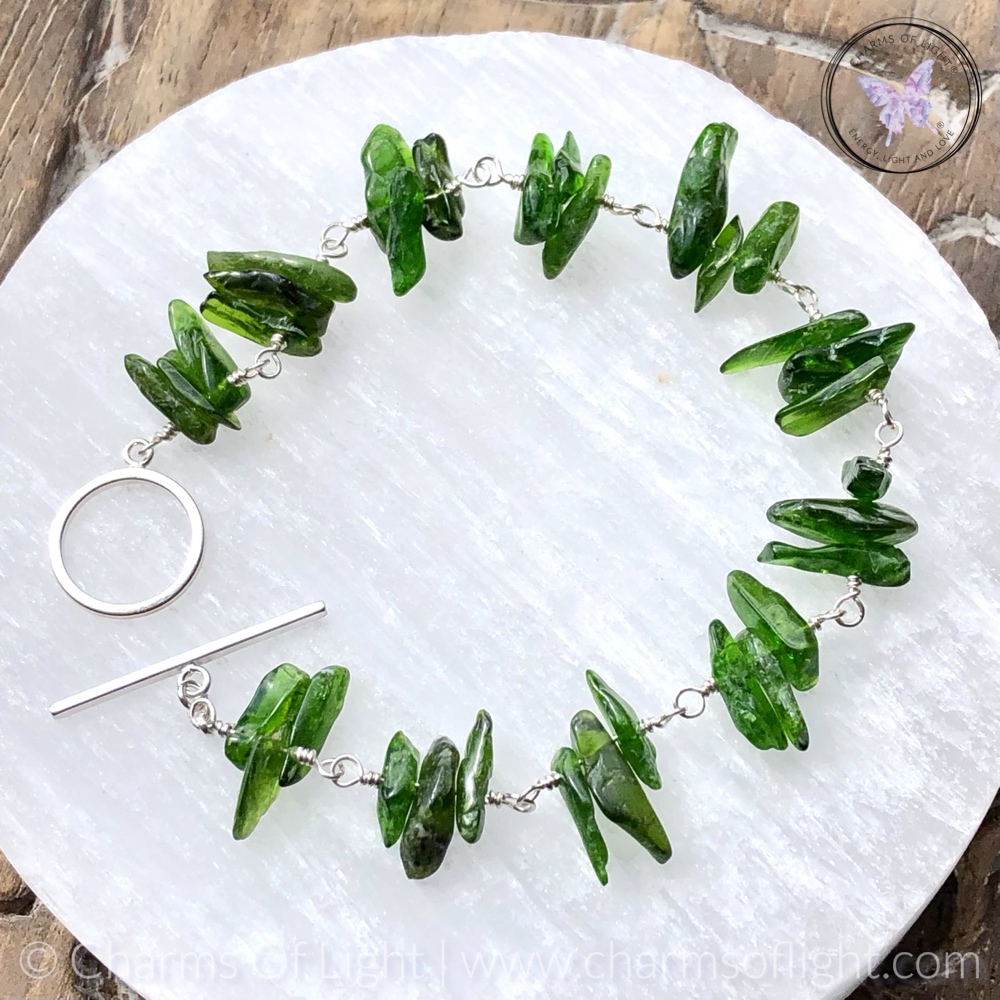 Diopside Chip Silver Bracelet