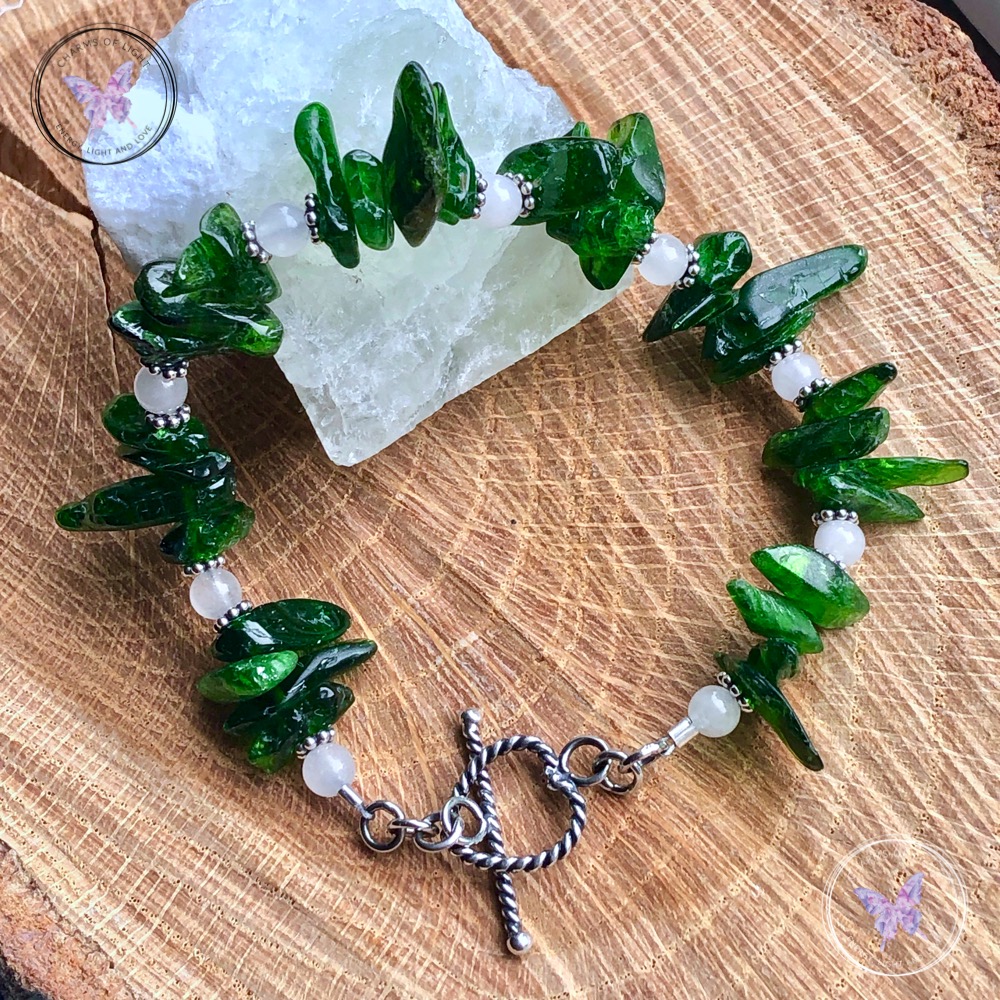 Diopside & White Jade Bracelet