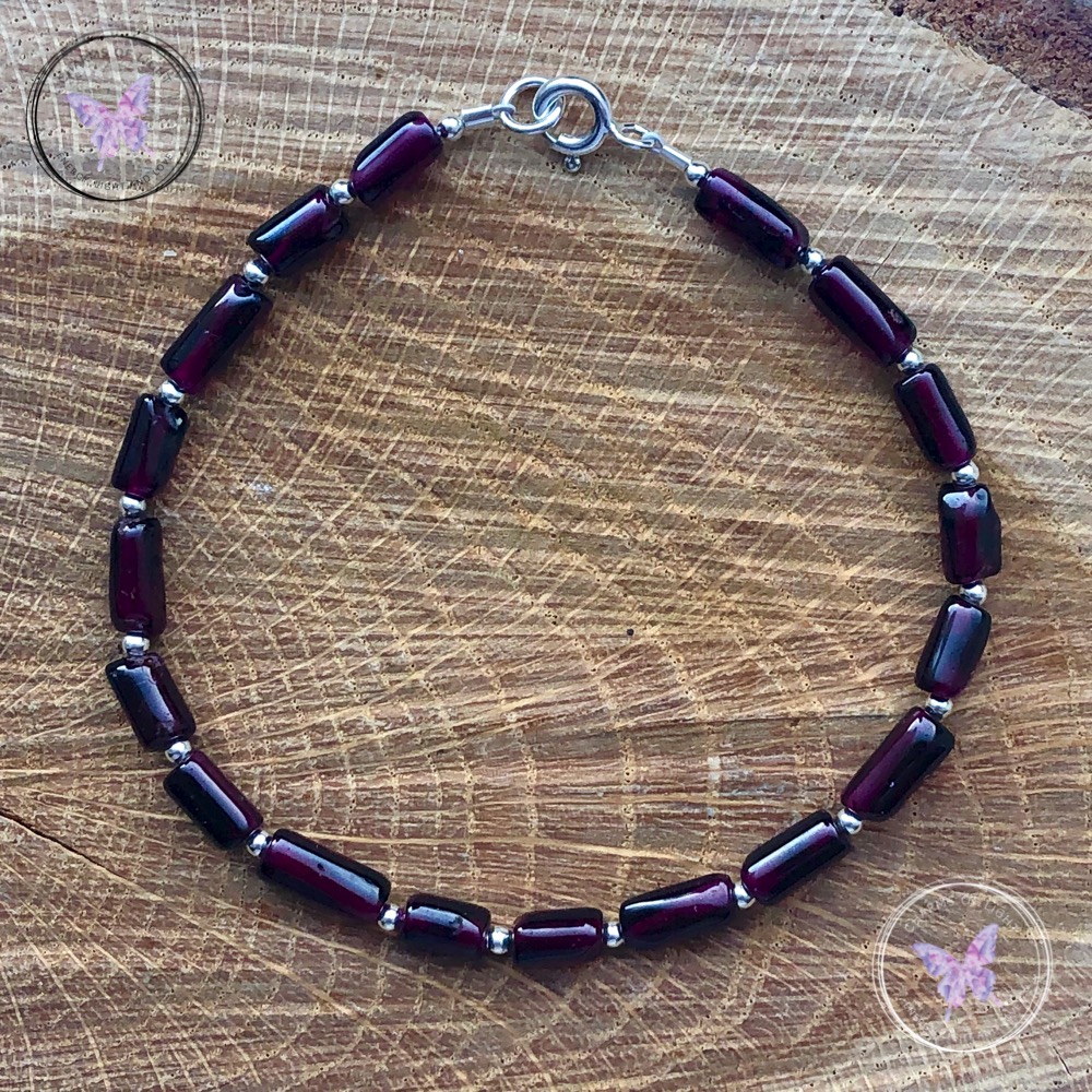Garnet Tube Bead Bracelet