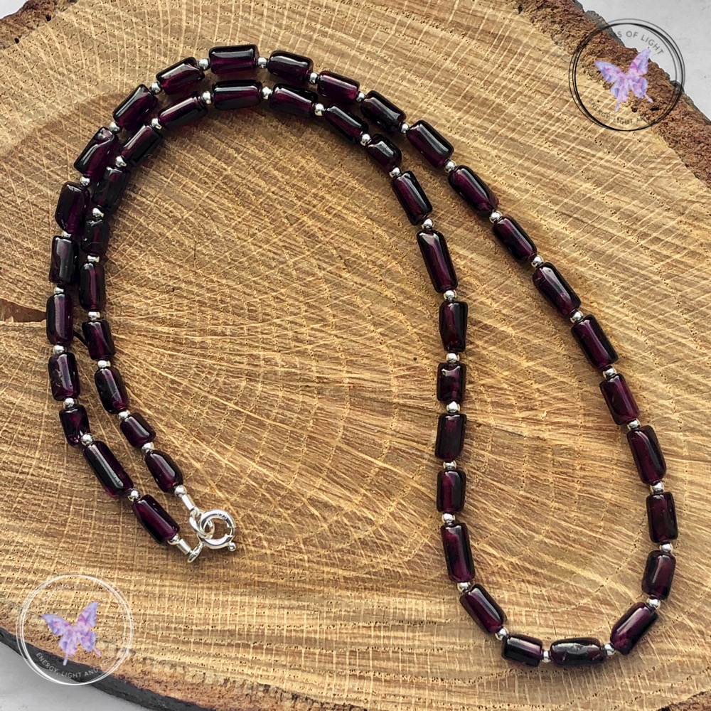 Garnet Tube Bead Necklace