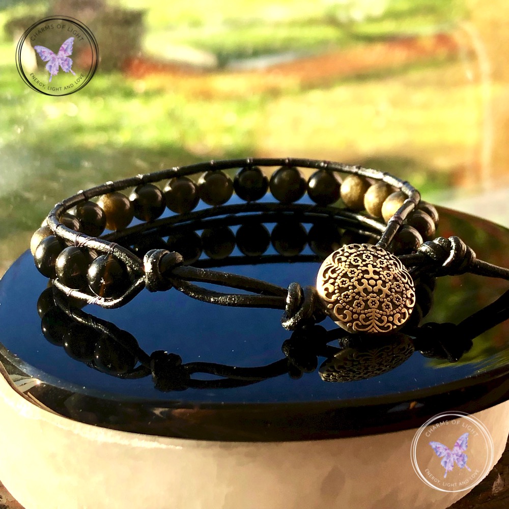Golden Obsidian 8mm Wrap Bracelet