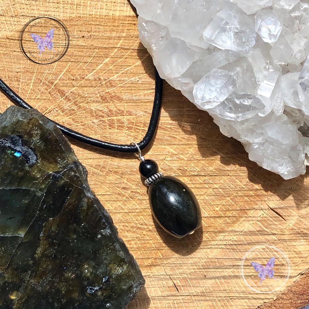 Golden Obsidian Barrel Pendant