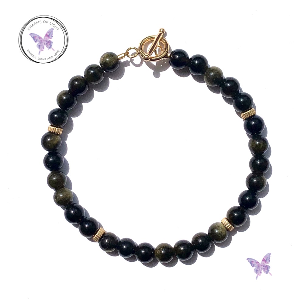 Golden Obsidian GF Beaded Bracelet