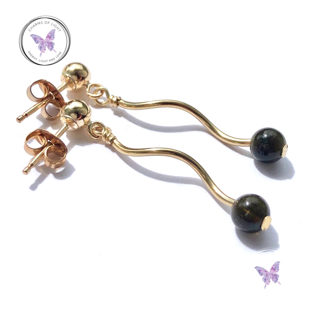 Golden Obsidian Gold Twirl Earrings