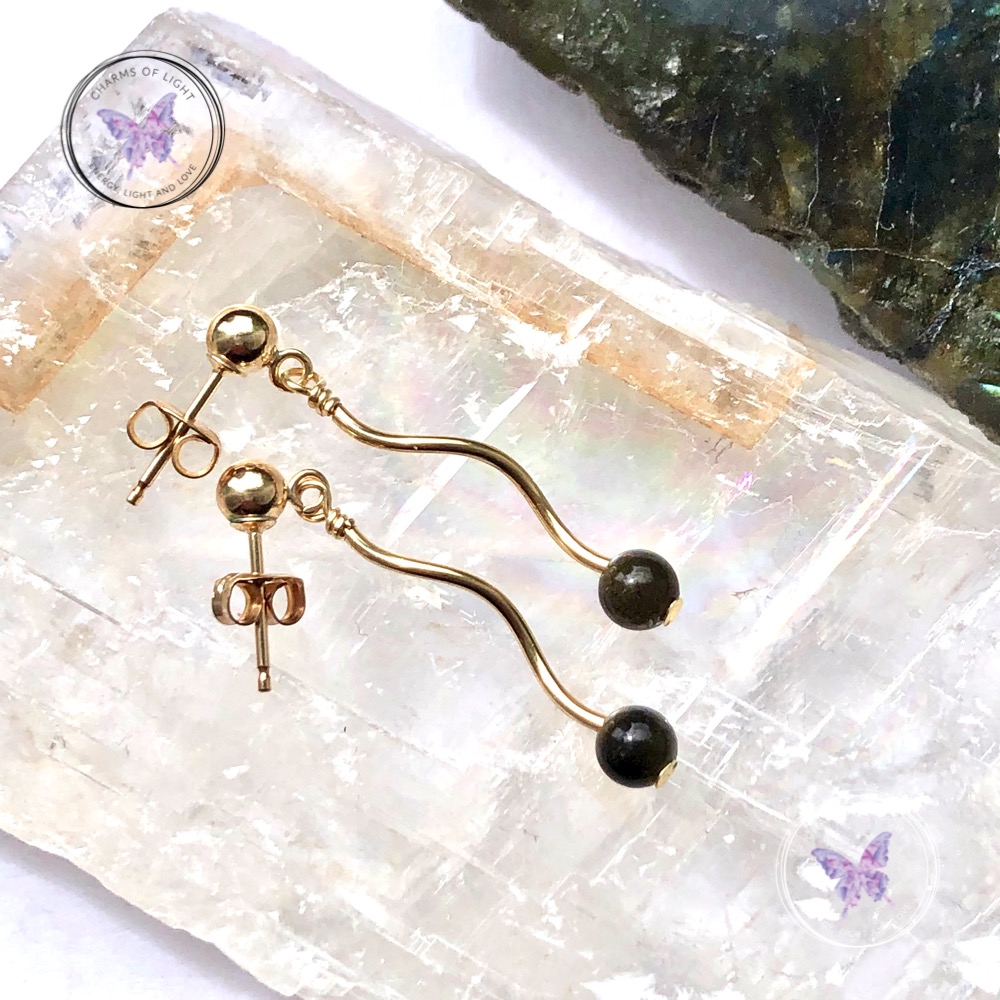 Golden Obsidian Gold Twirl Earrings