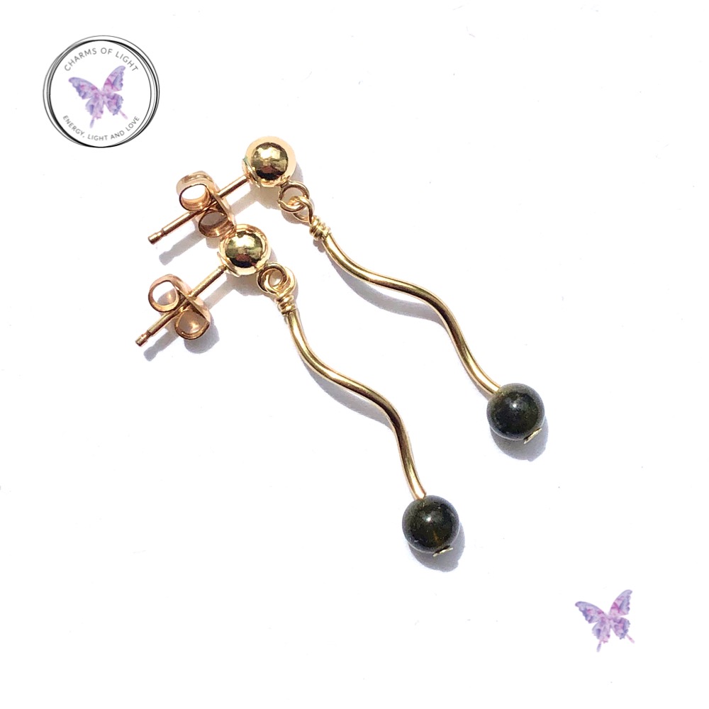 Golden Obsidian Gold Twirl Earrings