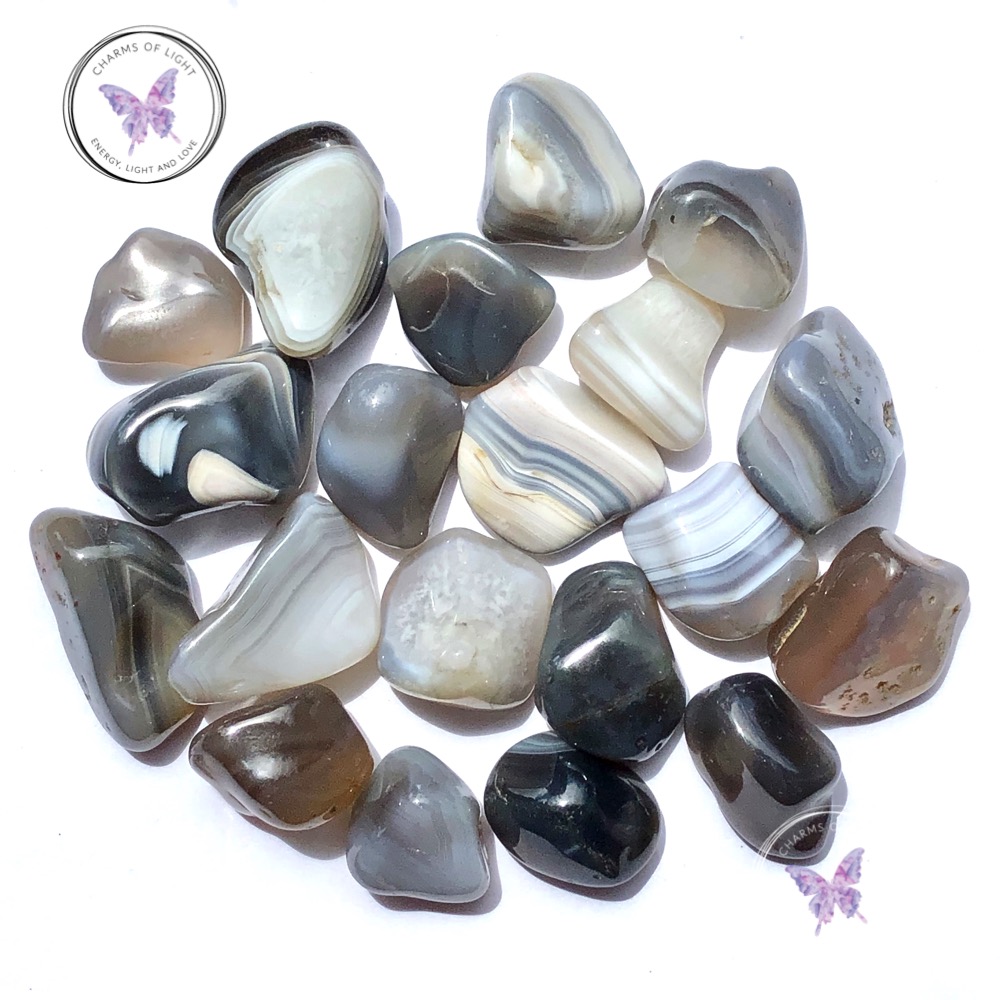 Grey Botswana Agate tumble stones