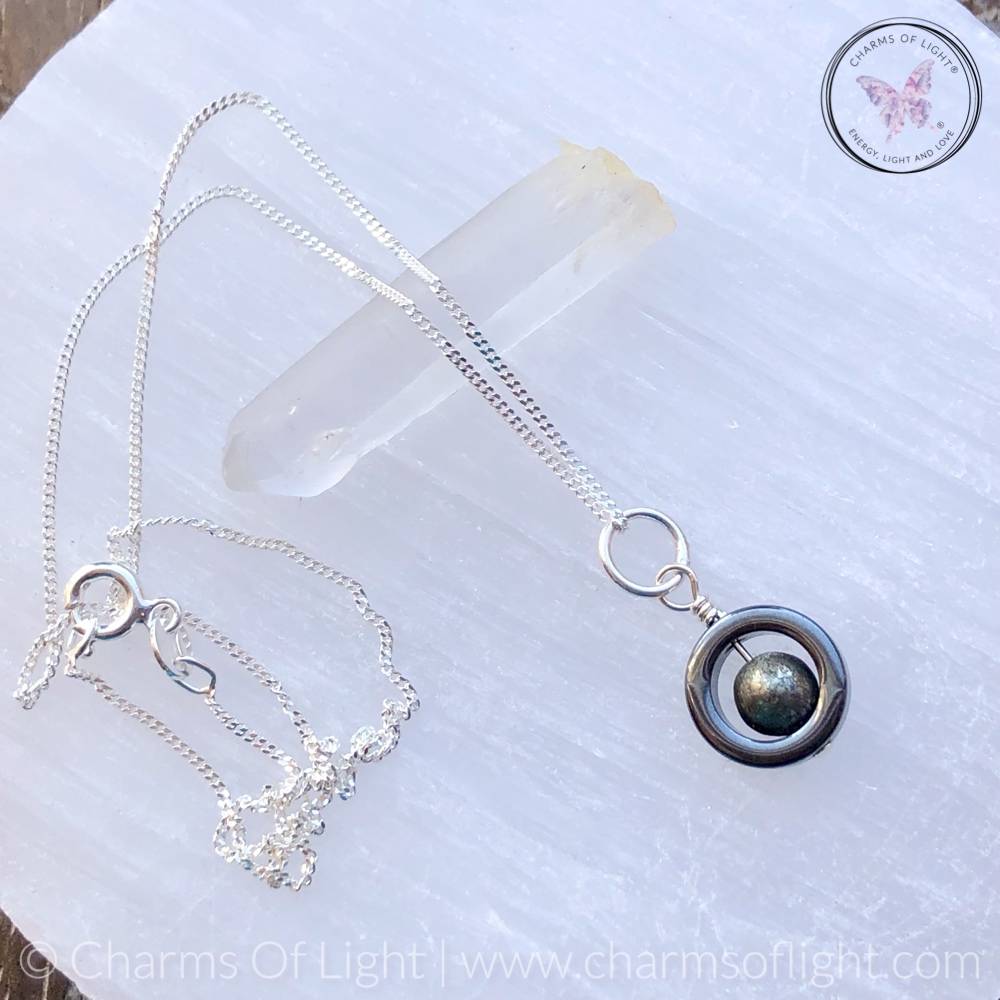 Hematite Gemstone Fidget Necklace (Pyrite)