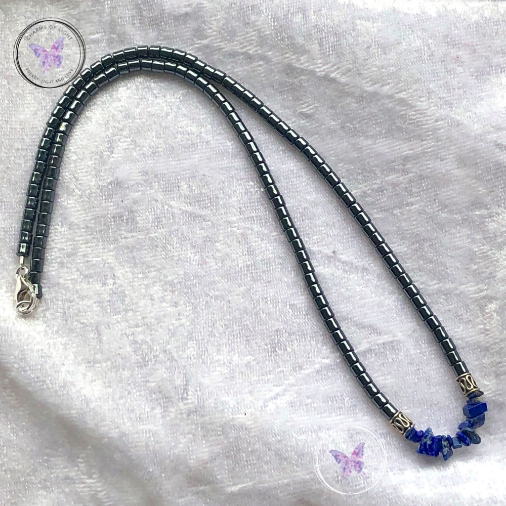Blue Healing Crystal Lapis Lazuli Necklace in Sterling Silver Gemstone Necklace Lapis Lazuli Stone Minimalist