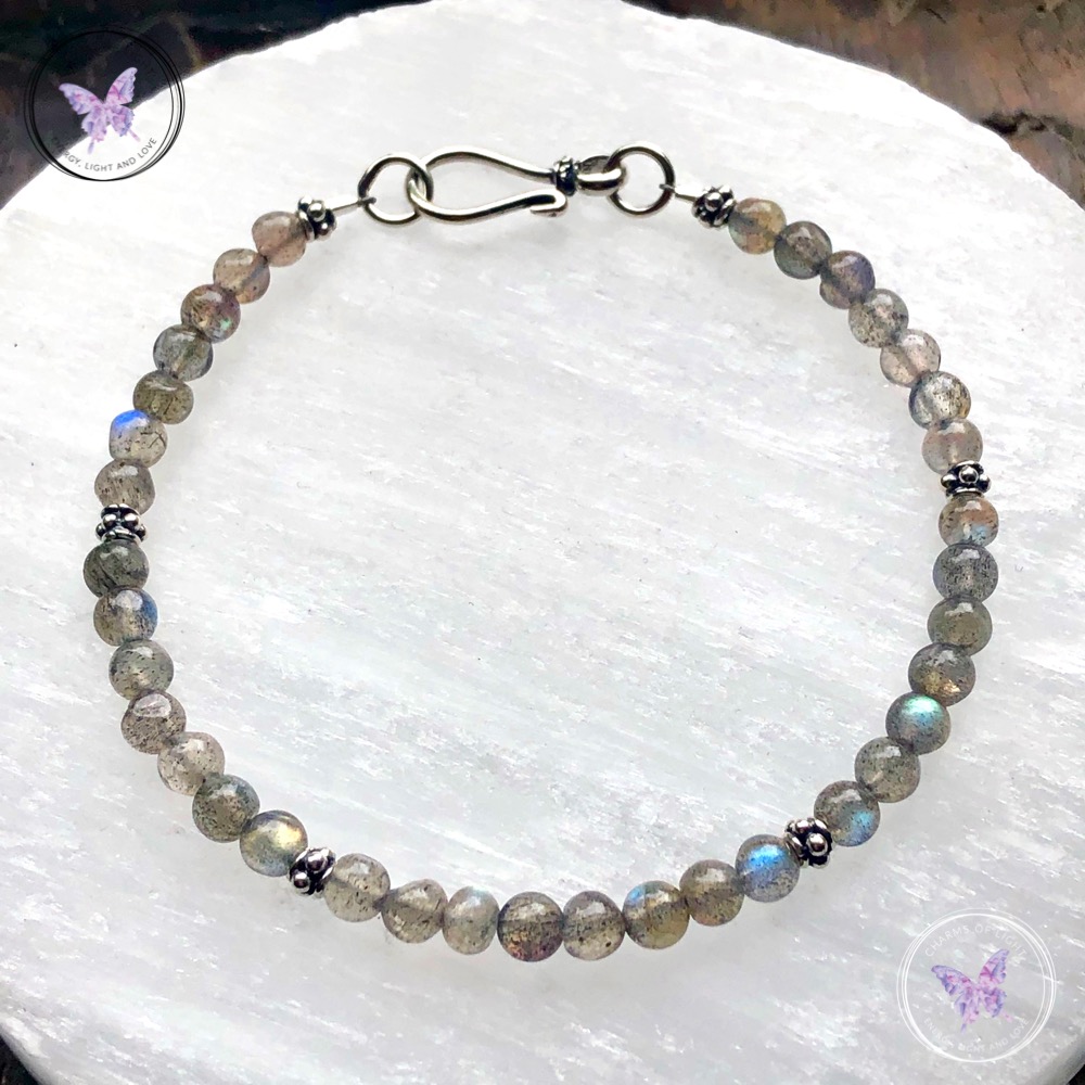 Labradorite Bead Bracelet with Hook Clasp