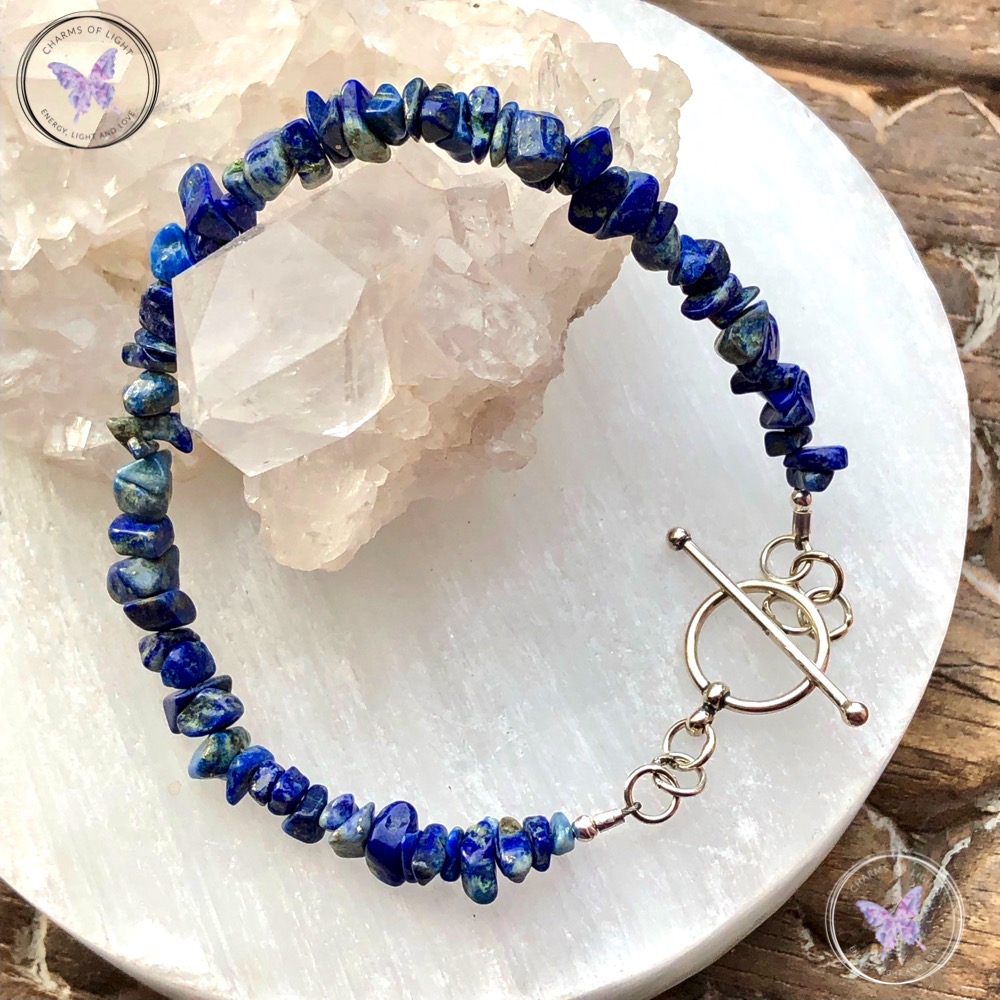 Lapis Lazuli Chip Bracelet With Silver Toggle Clasp