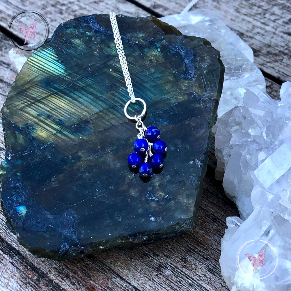 Lapis lazuli necklace September birthstone necklace Dainty lapis jewelry Lapis beads necklace Raw lapis bar necklace Healing crystal jewelry