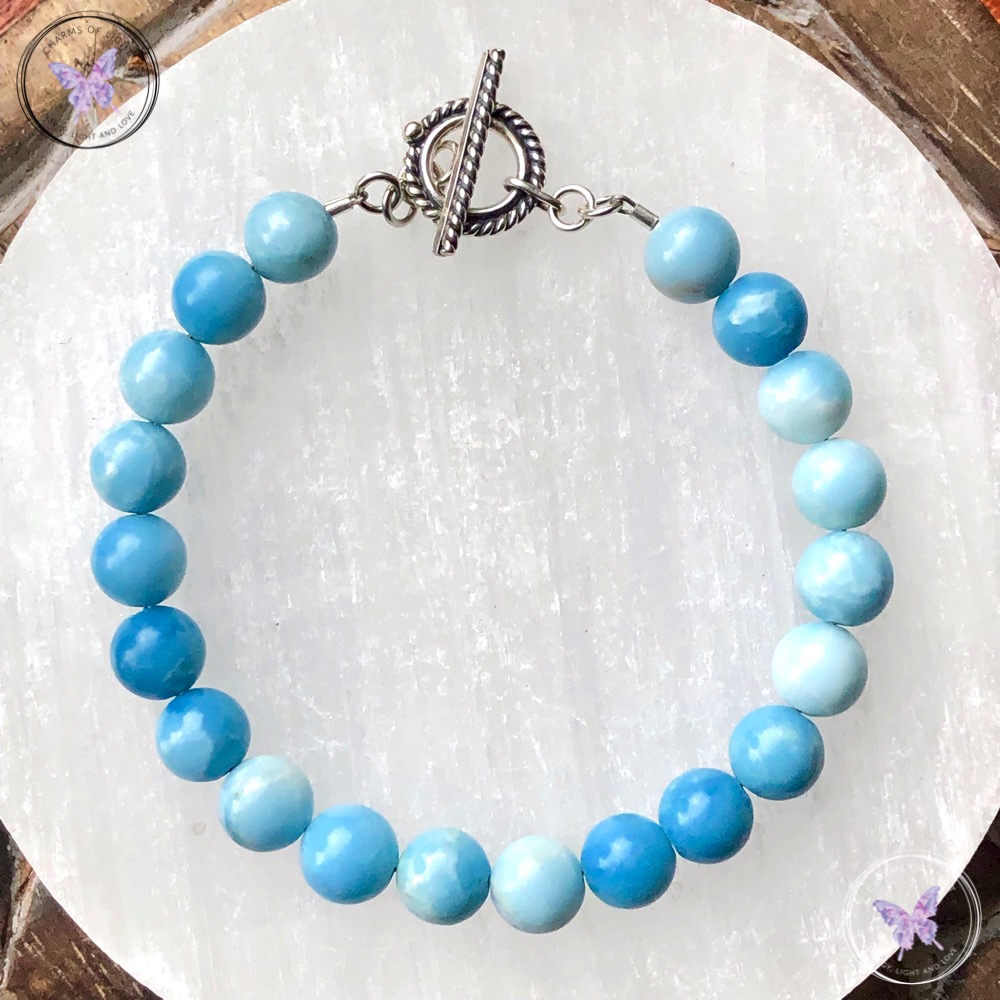 Larimar Bracelet With Silver Toggle Clasp