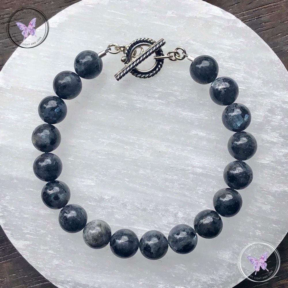 Larvikite Healing Bracelet With Silver Toggle Clasp