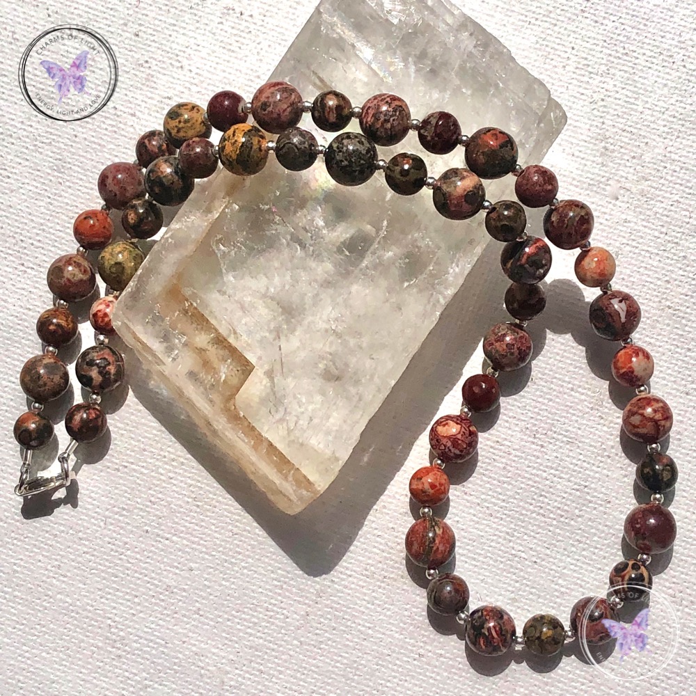 Leopard Skin Jasper Bead Necklace