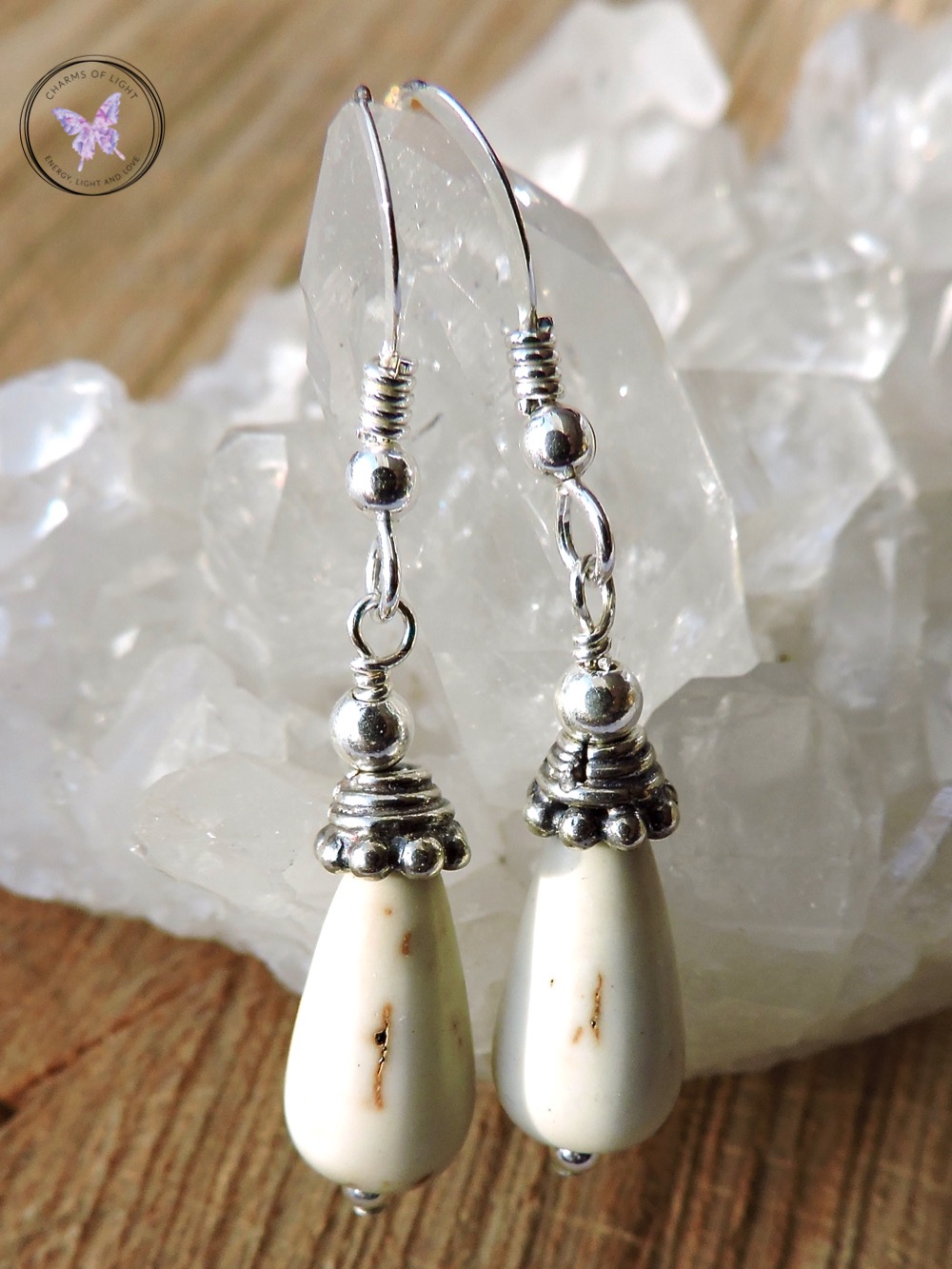 Magnesite & Silver Drop Earrings