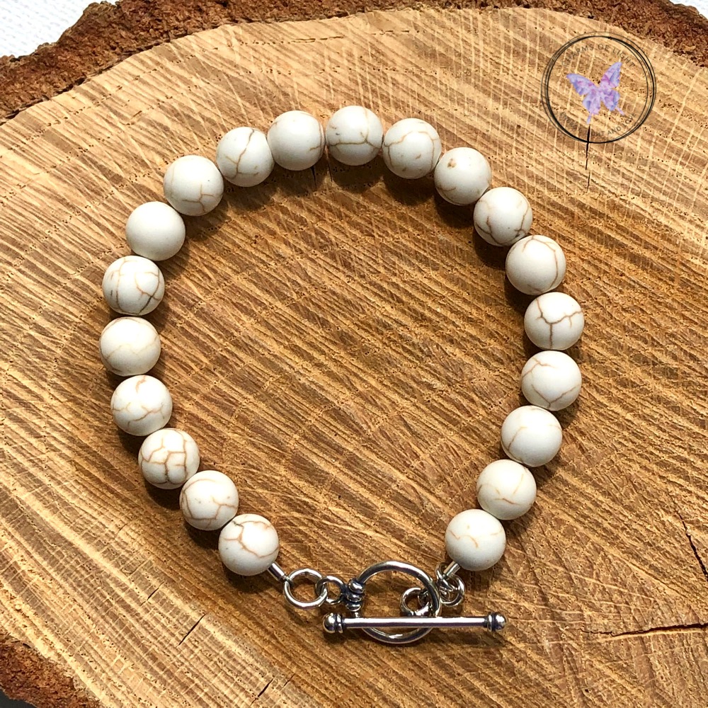Magnesite Healing Bracelet With Silver Toggle Clasp