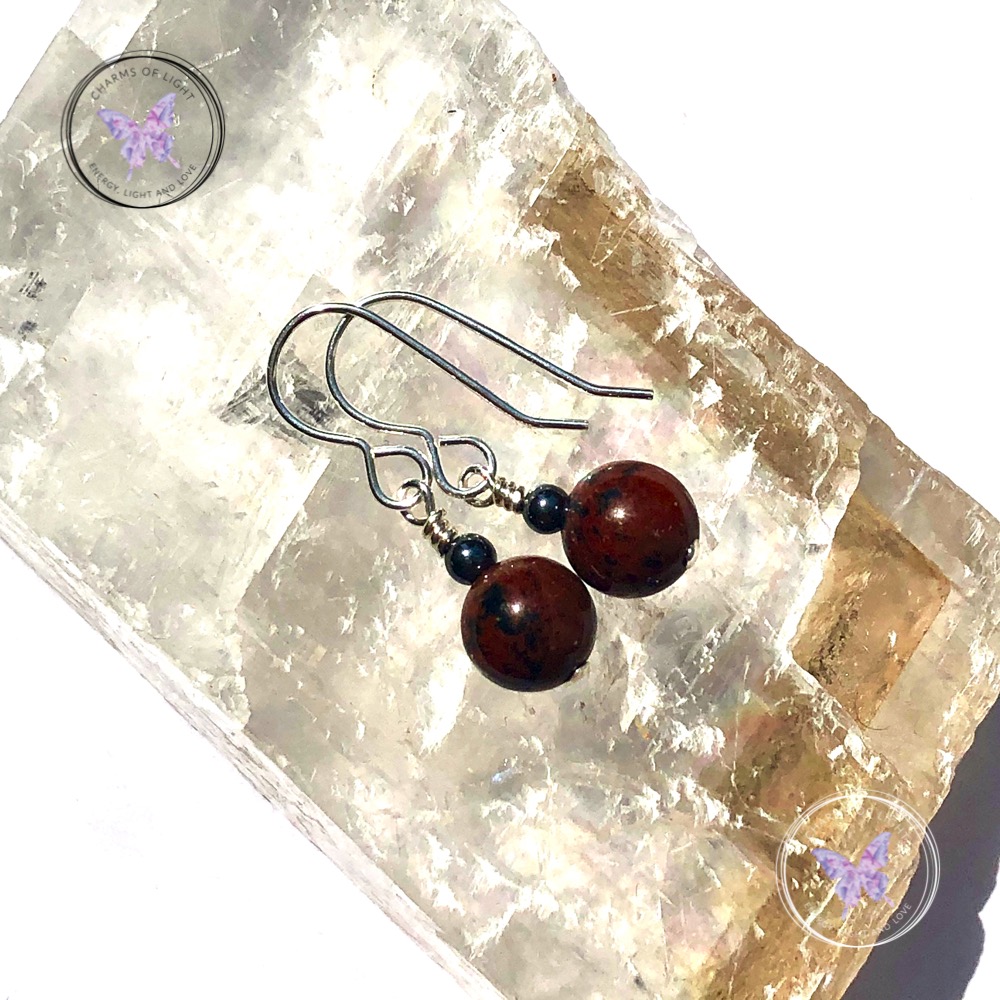 Mahogany Obsidian Hematite Earrings