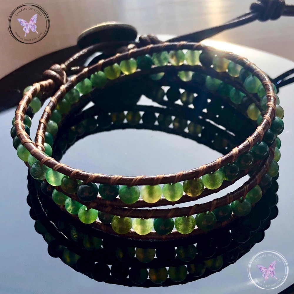Moss Agate 4mm double wrap bracelet