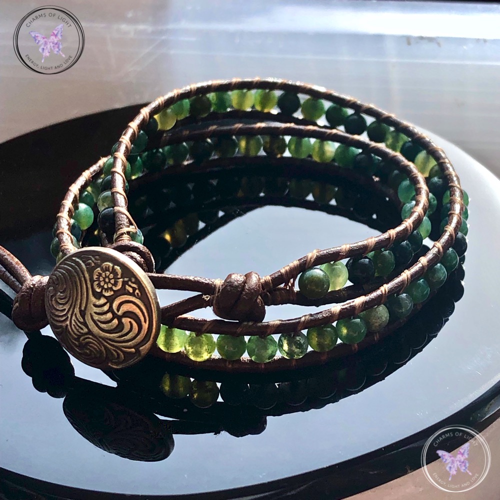 Moss Agate 4mm double wrap bracelet