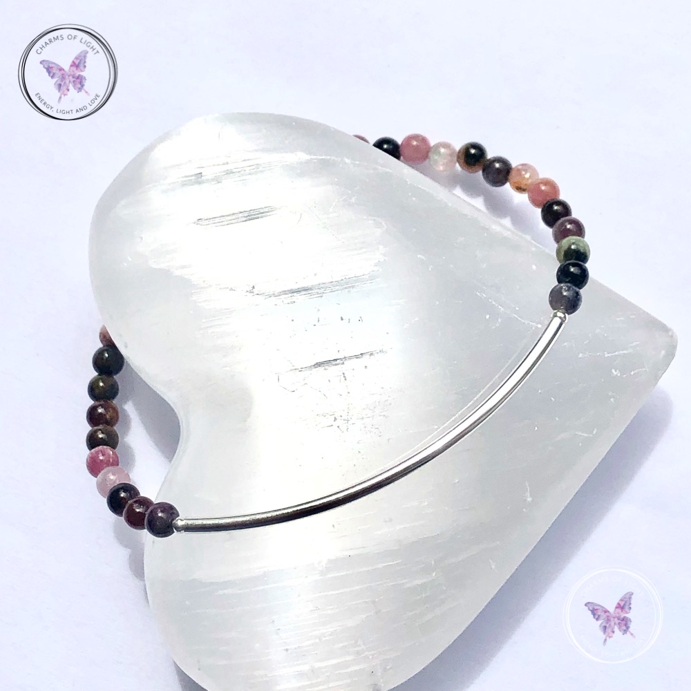 Multi Tourmaline Beaded Tube Bracelet