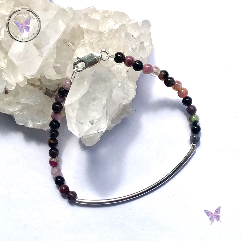 Multi Tourmaline Beaded Tube Bracelet