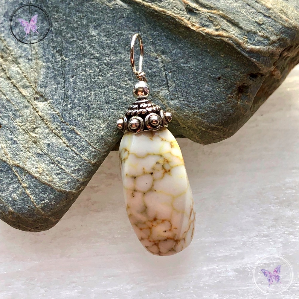 Natural Howlite & Silver Pendant