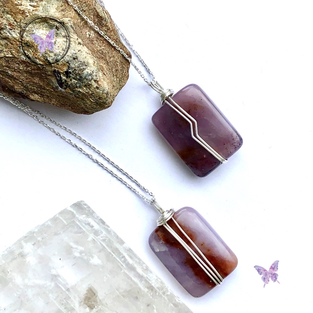 Purple Chalcedony Rectangle Pendants