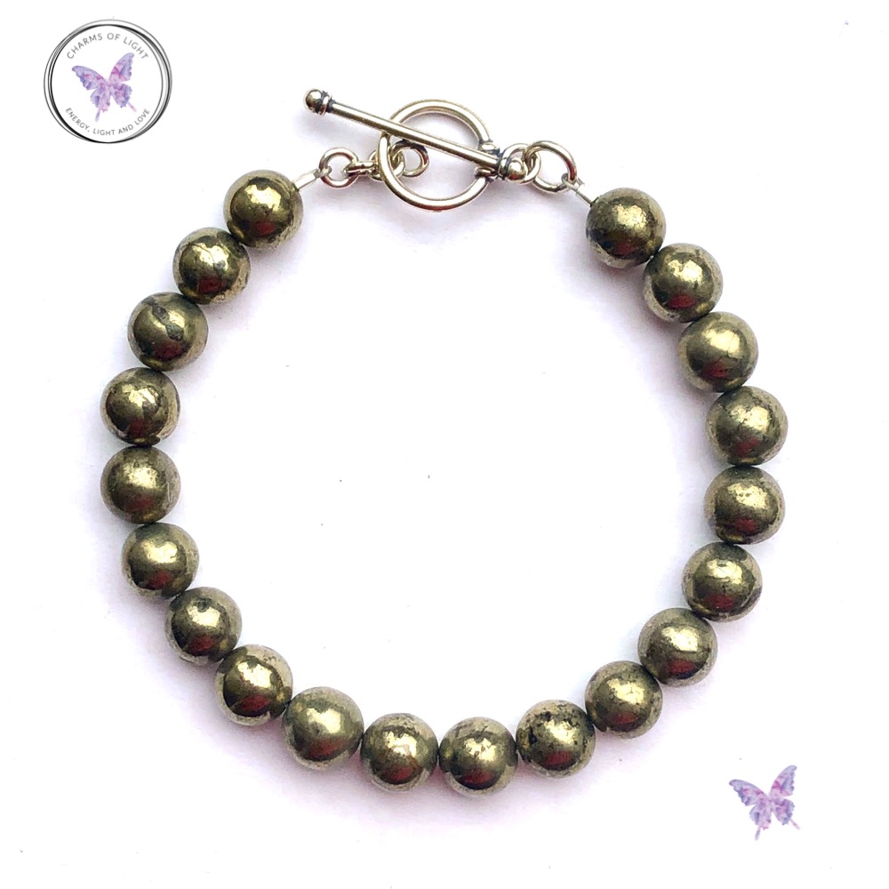 Pyrite Healing Bracelet With Silver Toggle Clasp